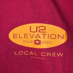 U2 Elevation Tour 2001 Local Crew T Shirt XL